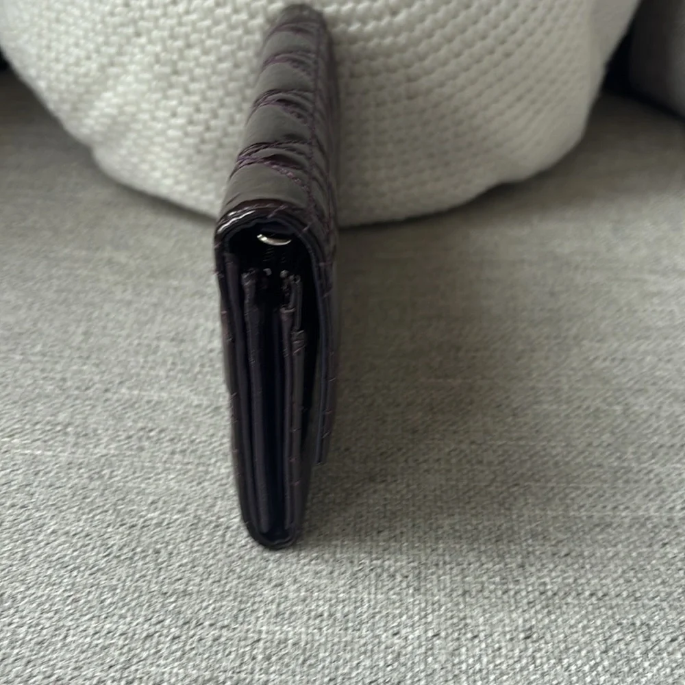 Christian Dior Patent Cannage Lady Dior Rendezvous Wallet dark purple